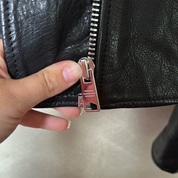 Allsaints Hadi Biker leather jacket sz 4 | black moto jacket EUC - Picture 4 of 16